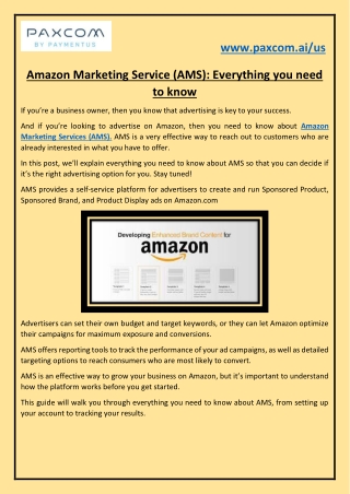 Amazon Marketing Service (AMS): Everything you need to know