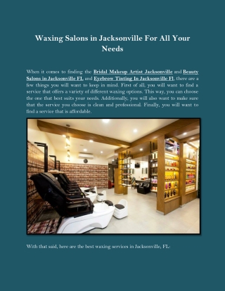 Waxing Salons in Jacksonville For All Your Needs