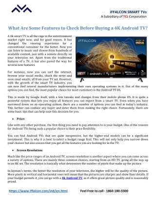 What Are Some Features to Check Before Buying a 4K Android TV?