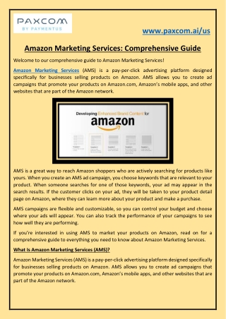 Amazon Marketing Services: Comprehensive Guide