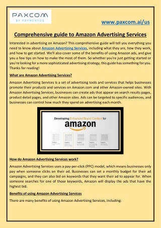 Comprehensive guide to Amazon Advertising Services