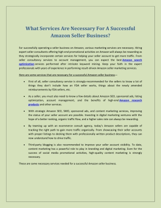 What Services Are Necessary For A Successful Amazon Seller Business?