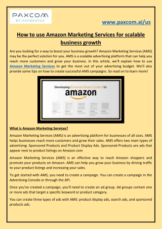 How to use Amazon Marketing Services for scalable business growth
