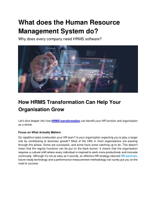 What does Human Resource Management System do Why does every company need HRMS software