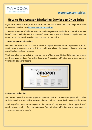 How to Use Amazon Marketing Services to Drive Sales