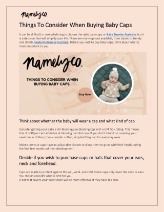Things To Consider When Buying Baby Caps For Baby Beanies Australia