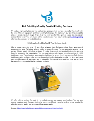 Bull Print High-Quality Booklet Printing Services