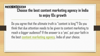 Choose the best content marketing agency in India