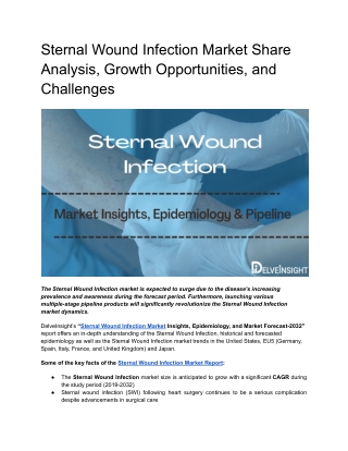 Sternal Wound Infection Market Analysis  And Epidemiology Forecast