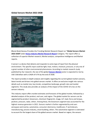 Global Sensors Market 2022-2028
