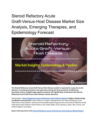 Steroid Refactory Acute Graft-Versus-Host Disease Market Trends and Epidemiology Forecast