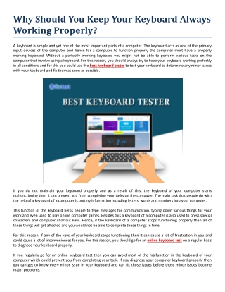 Why Should You Keep Your Keyboard Always Working Properly
