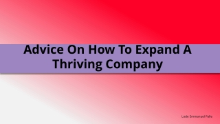 Advice On How To Expand A Thriving Company