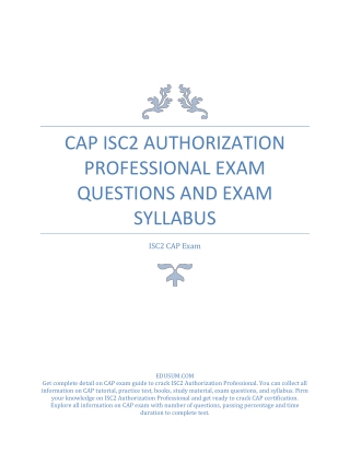 CAP ISC2 Authorization Professional Exam Questions and Exam Syllabus