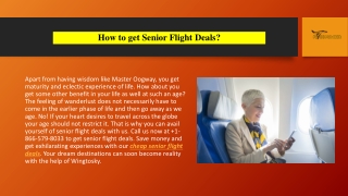 Book Cheap Senior Flight Deals  1-866-579-8033