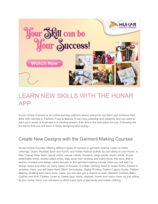 LEARN NEW SKILLS WITH THE HUNAR APP
