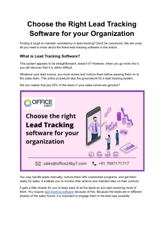Choose the Right Lead Tracking Software for your Organization