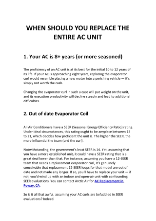 WHEN SHOULD YOU REPLACE THE ENTIRE AC UNIT
