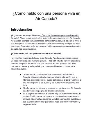 ¿Cómo hablo con una persona viva en Air Canada?
