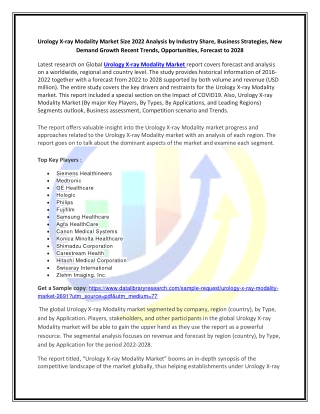 Global Urology X-ray Modality Market Opportunities and Forecast 2020-2027