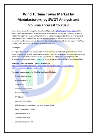 Global Wind Turbine Tower Market Opportunities and Forecast 2020-2027