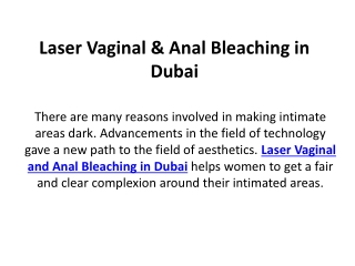 Laser Vaginal & Anal Bleaching in Dubai