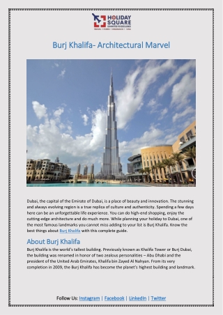 Burj Khalifa- Architectural Marvel