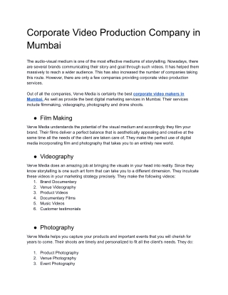 Corporate Video Production Company in Mumbai