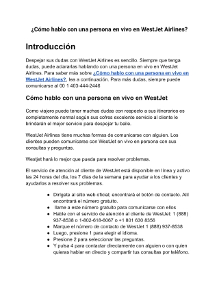 ¿Cómo hablo con una persona en vivo en WestJet Airlines?
