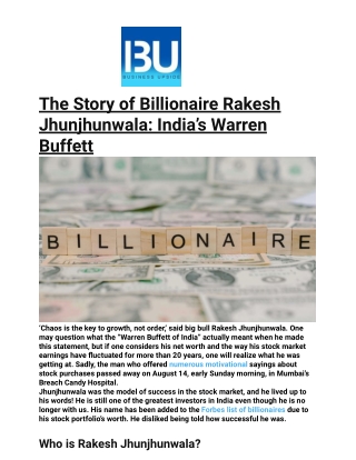 The Story of Billionaire Rakesh Jhunjhunwala_ India’s Warren Buffett