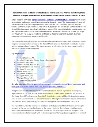 Global Dental Membrane and Bone Graft Substitutes Market Opportunities and Forec