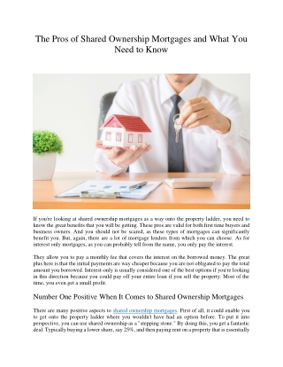 The Pros of Shared Ownership Mortgages and What You Need to Know