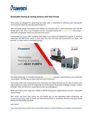 Renewable Heating & Cooling Systems with Heat Pumps