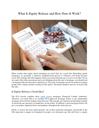 What Is Equity Release and How Does It Work