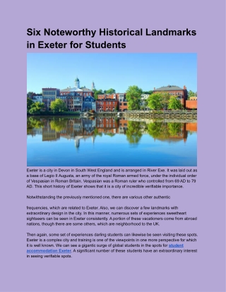 Six Noteworthy Historical Landmarks in Exeter for Students