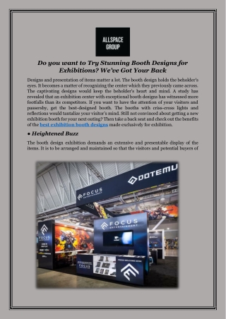 Do you want to Try Stunning Booth Designs for Exhibitions? We’ve Got Your Back