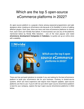 Which are the top 5 open-source eCommerce platforms in 2022?