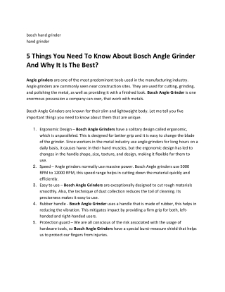 5 Things You Need To Know About Bosch Angle Grinder And Why It Is The Best