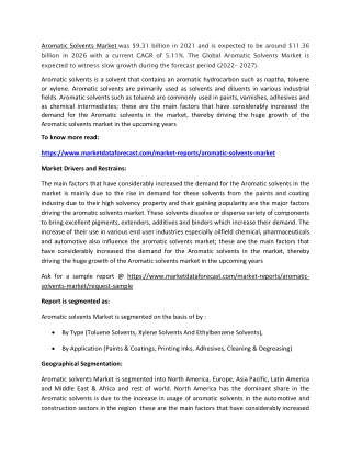 Aromatic solvents market