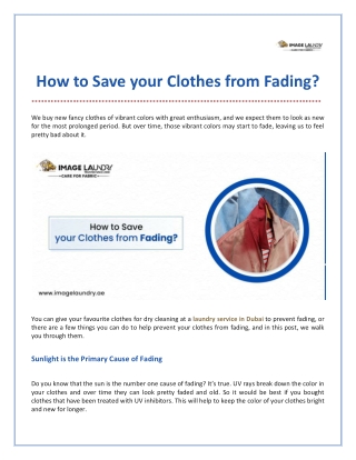 How to Save your Clothes from Fading?