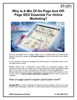 Why Is A Mix Of On-Page And Off-Page SEO Essential For Online Marketing