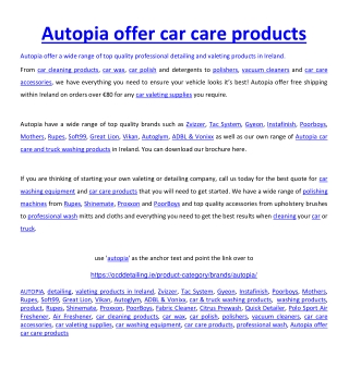 Autopia offer car care products