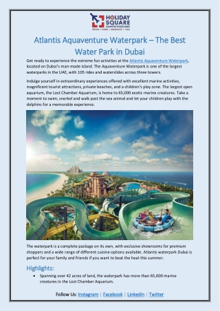 Atlantis Aquaventure Waterpark – The Best Waterpark in Dubai