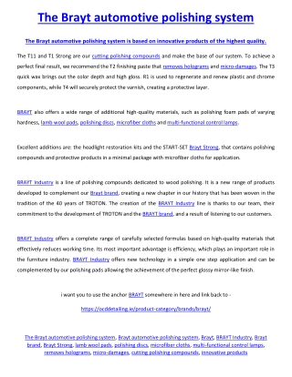 The Brayt automotive polishing system
