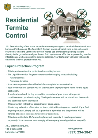 Residential Termite Control jj  Exterminating