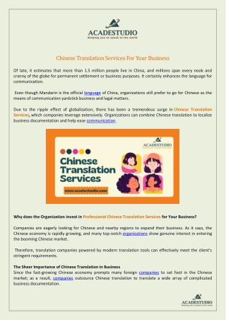 Professional Chinese Translation Services By Acadestudio