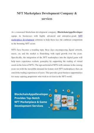 NFT Marketplace Development Company