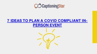 7 Ideas to plan a Covid Compliant in-person Event