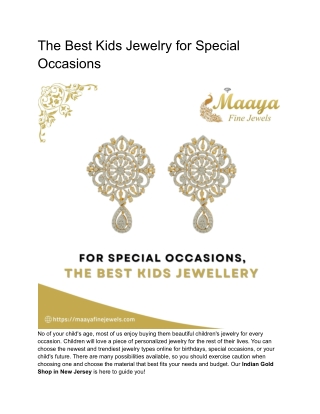 The Best Kids Jewelry for Special Occasions