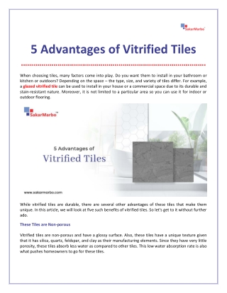 5 Advantages of Vitrified Tiles